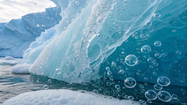 Icebergs and bubbles in the water photo