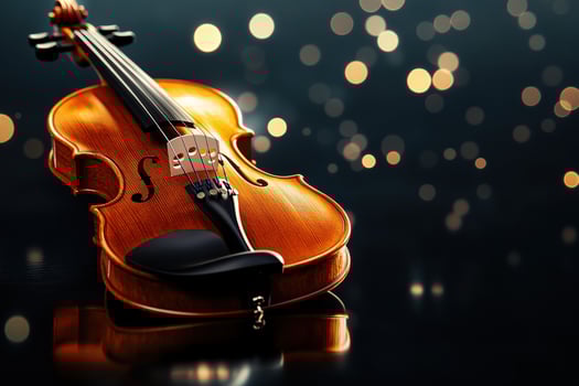 Beautiful violin with soft bokeh lights in the background photo