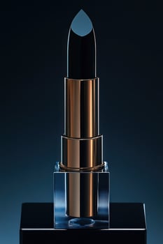Elegant black lipstick displayed against a dark background photo