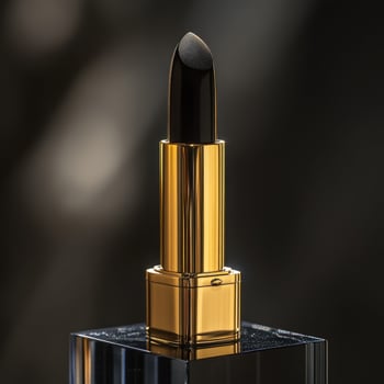 Luxurious black lipstick displayed on a chic pedestal photo