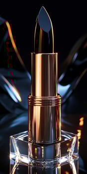 Luxury lipstick in elegant packaging illuminated by soft light photo