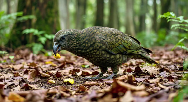 A bird standing on the ground in the woods photo