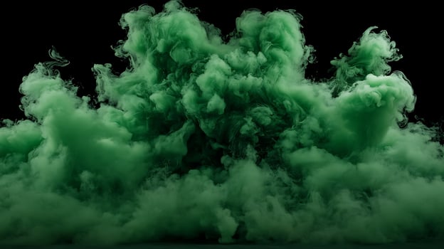 Green smoke on black background photo