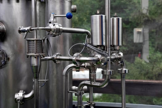 Equipment dairy plant, milk factory industry and processing tanks. photo