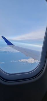 View to the wing of the plane photo