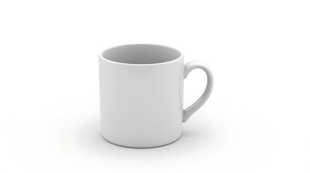 A white mug is sitting on a table photo