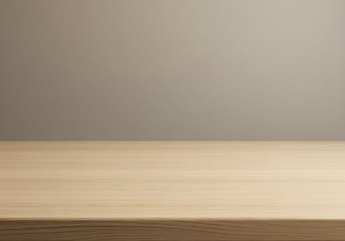 Simple Light Wooden Tabletop Against Neutral Background photo