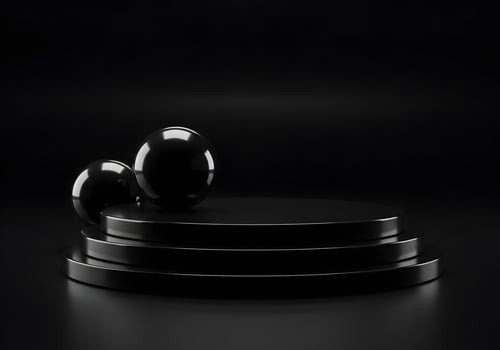 Mysterious Black Platform with Polished Spheres photo
