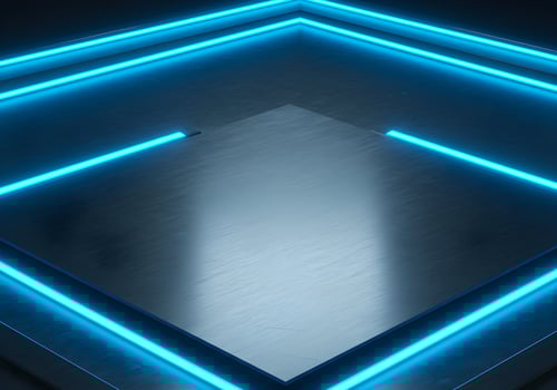 Elevated Platform with Vibrant Cyan Neon Accents photo
