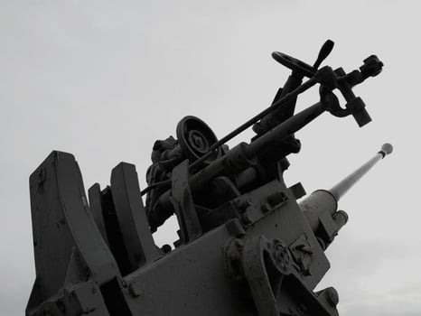 Gray Large-Caliber Ship Gun Isolated On White photo