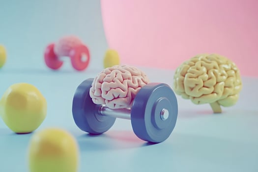 Brain lifting weights mental fitness and cognitive training concept photo
