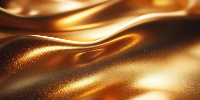 Shimmering golden fabric flows beautifully under soft light creating an elegant and luxurious atmosphere photo