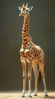 Giraffe stands gracefully in a serene environment showcasing its unique features and height during the day photo