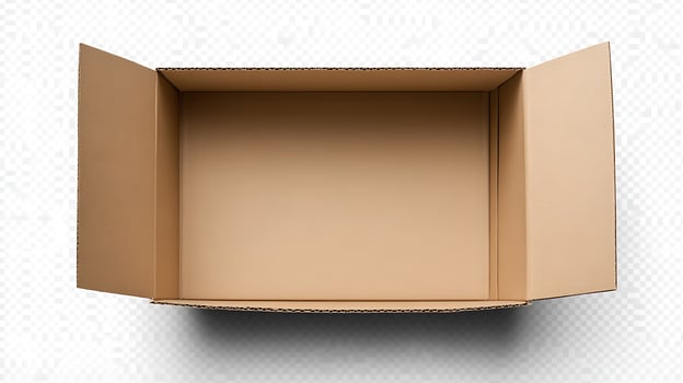 An open cardboard box on a white background photo