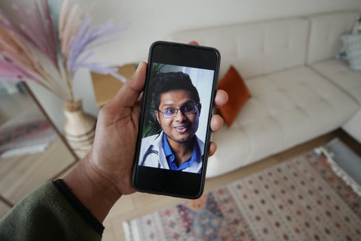 Doctor's Virtual Consultation on Smartphone Screen photo