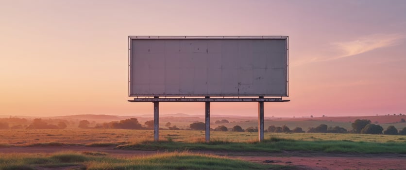 An empty billboard in the middle of a field photo