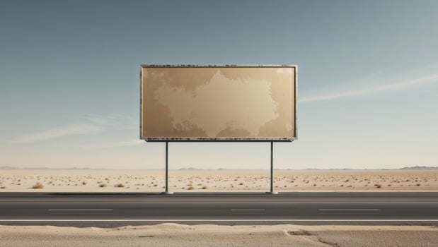 Blank billboard highway desert advertising mockup. photo