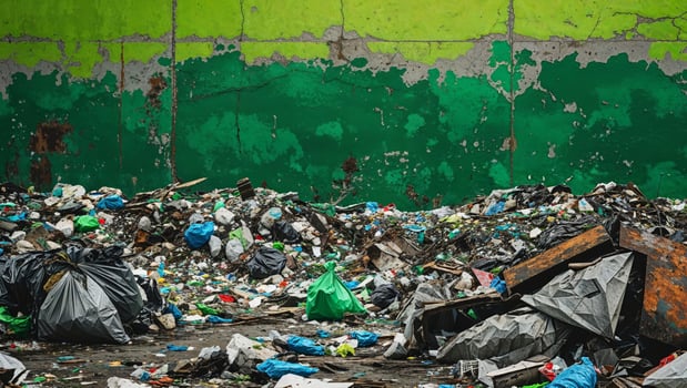 Urban Waste Action in Bright Environmental Focus. photo