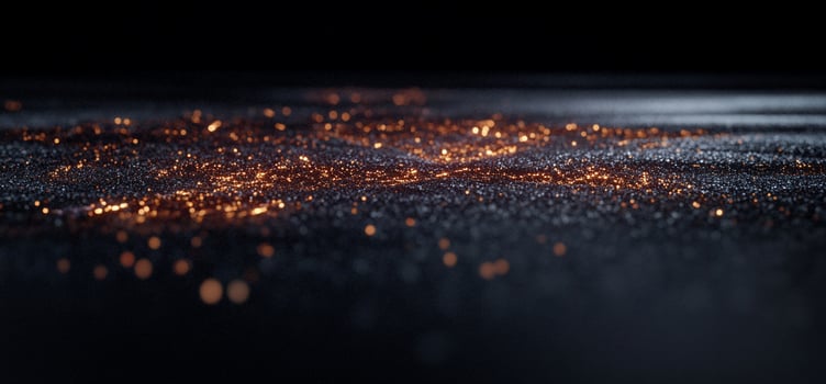 Abstract fiery particles on a dark surface photo