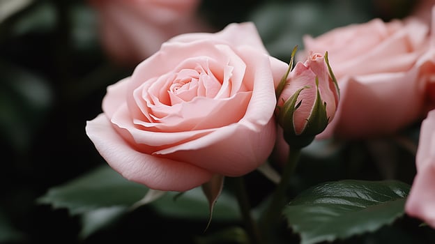 Close-up of a delicate pink rose photo