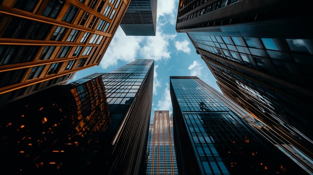 Tall buildings in the city with sky in the background photo
