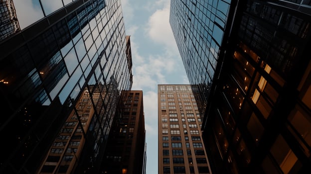 A view of tall buildings in a city photo