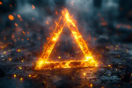 Glowing Fiery Triangle in a Mystical Smoky Environment for Abstract Designs photo