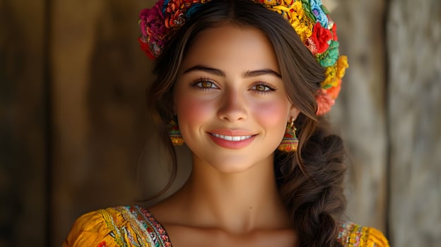 Outdoor Latin American festival with vibrant cultural displays, dance, and festive lighting photo