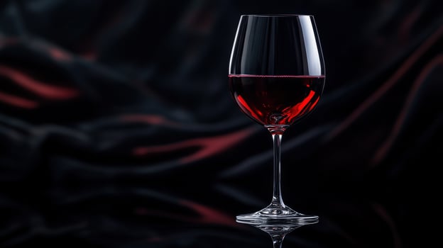 Elegant red wine glass set against a dark backdrop reflecting rich colors and textures photo