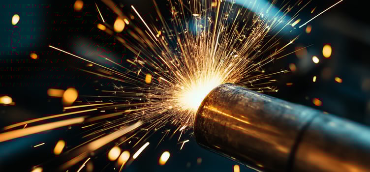 A close up of a spark from a welding machine photo