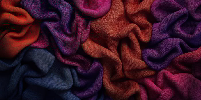 Colorful textiles displaying vivid hues and intricate textures in a creative fabric arrangement photo
