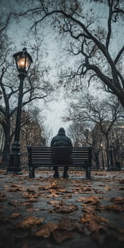 A person sitting on a bench in a park photo
