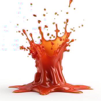 A dynamic splash of vibrant orange liquid against a clean white background, showcasing energy and motion. photo