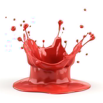 A vibrant splash of red paint creates dynamic movement against a white background, showcasing energy and creativity. photo
