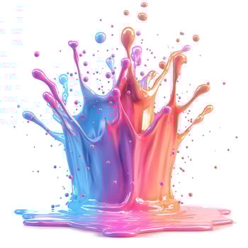 Vibrant splash of pink and blue paint creating a striking visual effect. photo