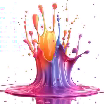 A vibrant splash of colorful paint creating a dynamic display with orange, pink, and purple hues. photo