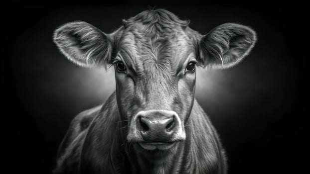 Black and white drawing of a cow photo