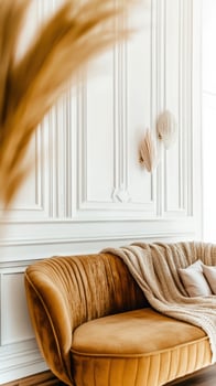 Cozy living room with warm tones and texture photo