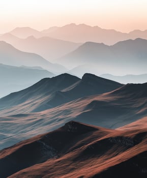 Majestic mountain ranges at dusk photo