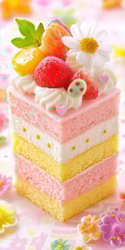 Colorful bento cake with fruit decor for celebrations photo
