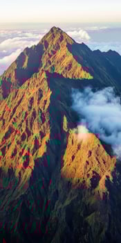 Majestic mountain peak at sunset photo