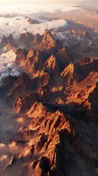 Aerial view of the mountains and clouds photo