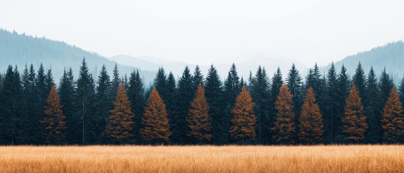 Golden autumn grove forest landscape nature photography calm environment wide-angle view natural beauty photo
