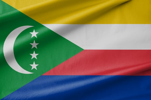 Comoros National Flag Waving in the Wind photo