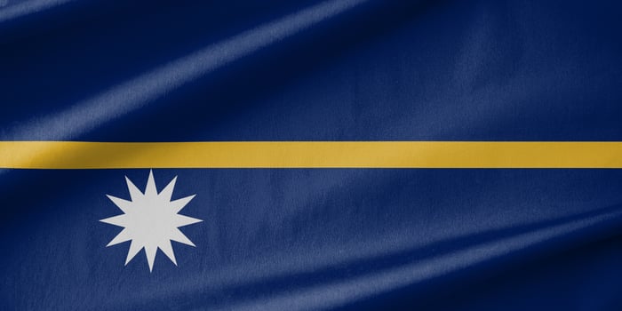 Nauru National Flag Waving in the Wind photo