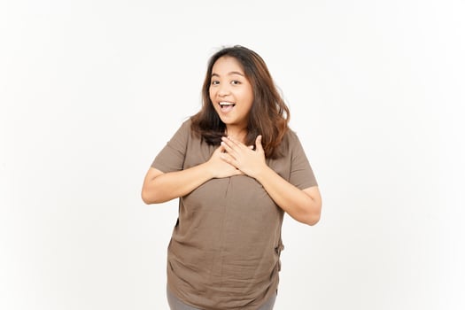 A woman is making a heart shape with her hands photo