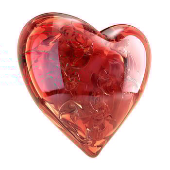 A glossy red heart-shaped sculpture with swirling textures, symbolizing love and passion. photo