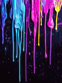 Vibrant drip paint art composition with fluid colorful abstract design photo