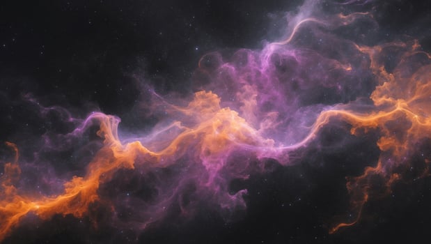 A nebula in space with orange and purple smoke photo