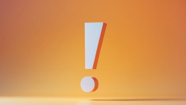 White exclamation mark on an orange background photo